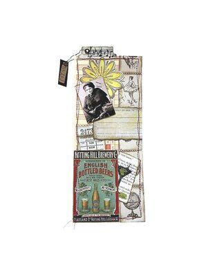 Junk Journal Bookmark with Charms Collage Ephemera Hand Sewn u